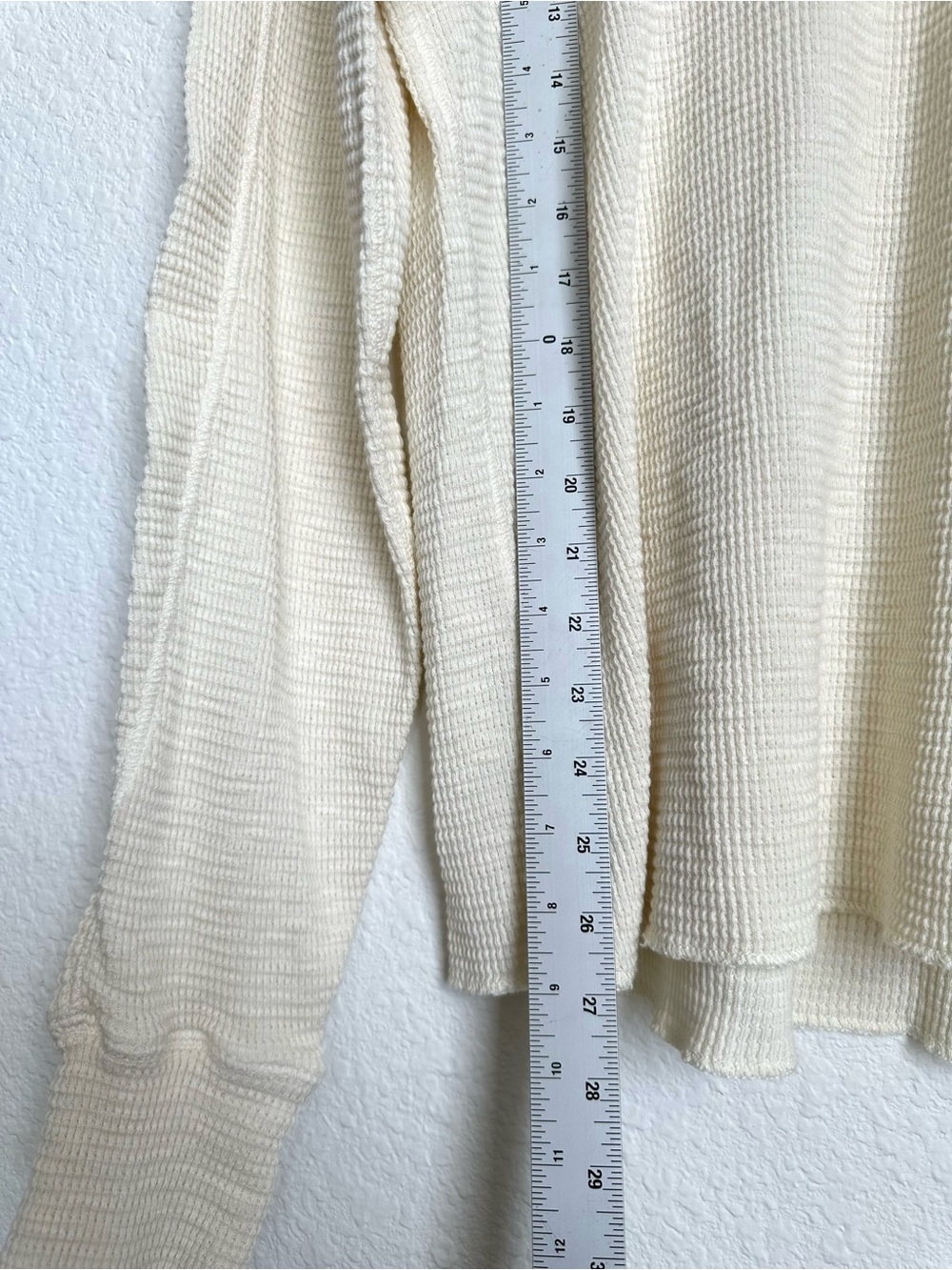 RRL Ralph Lauren textured Waffle-Knit Cream Long Sleeve Shirt Mens medium - Picture 9 of 13